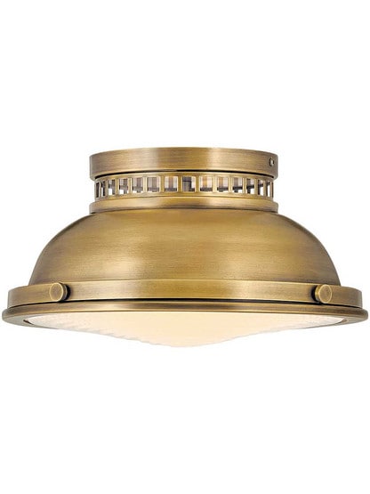 Emery 2-Light Flush Mount in Heritage Brass.